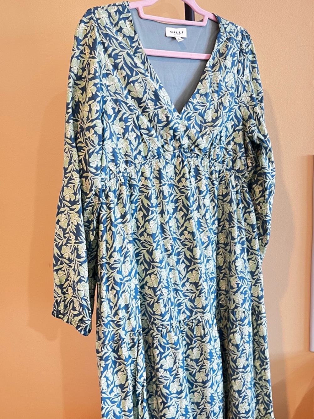 Gilli Blue Floral Maxi Dress | Cottagecore Boho Flowy Dress XL